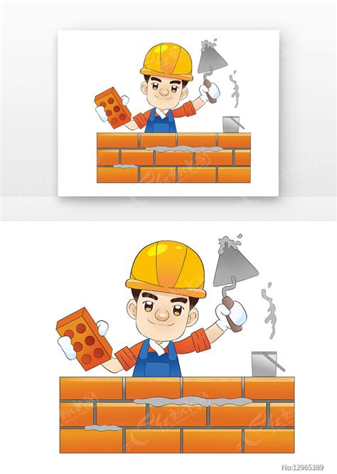 砌墙工人安全生产主题插画元素图片_卡通手绘_编号12965389_红动中国