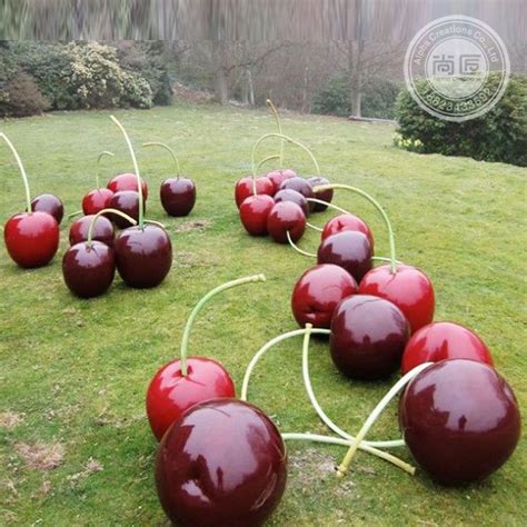 供应玻璃钢雕塑水果系列樱桃雕塑仿真户外车厘子雕塑支持定制 ...