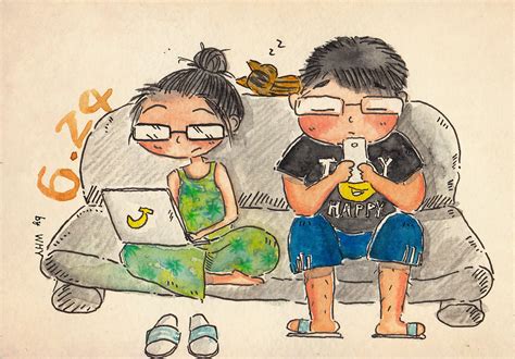 手绘夫妻日常生活漫画插画图片下载-正版图片400959107-摄图网