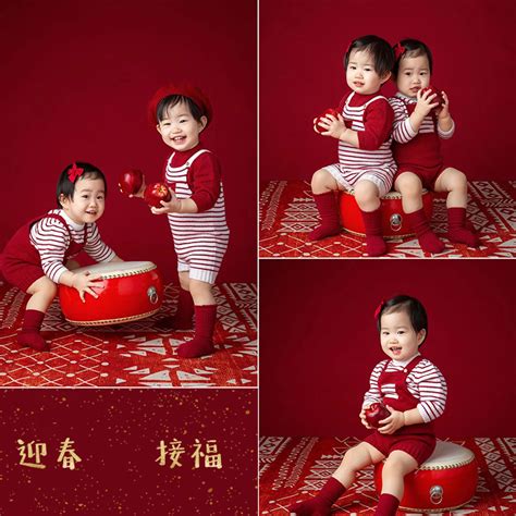 黑桃新款中国年周岁宝宝摄影拍照服装道具新年拜年照针织衣服-淘宝网