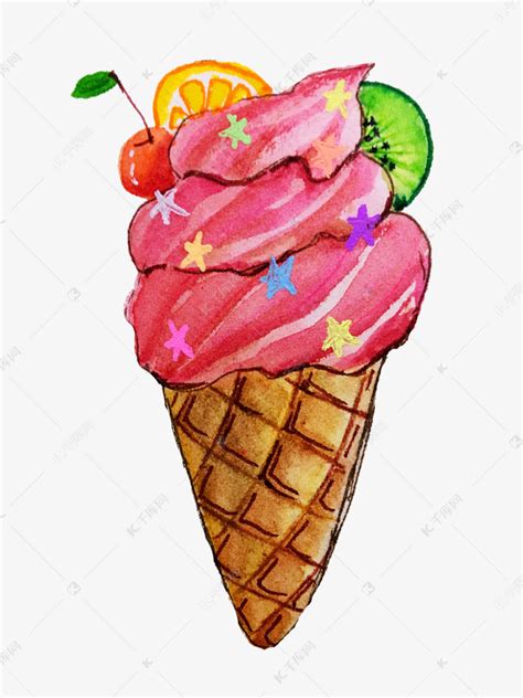 水果冰淇淋卡通手绘插画素材图片免费下载-千库网