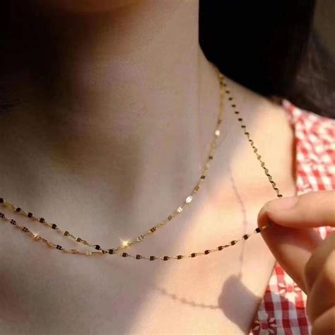 钛钢链条嘴唇链玫瑰金18k金银色可调节长度简约时尚不掉色锁骨链-阿里巴巴