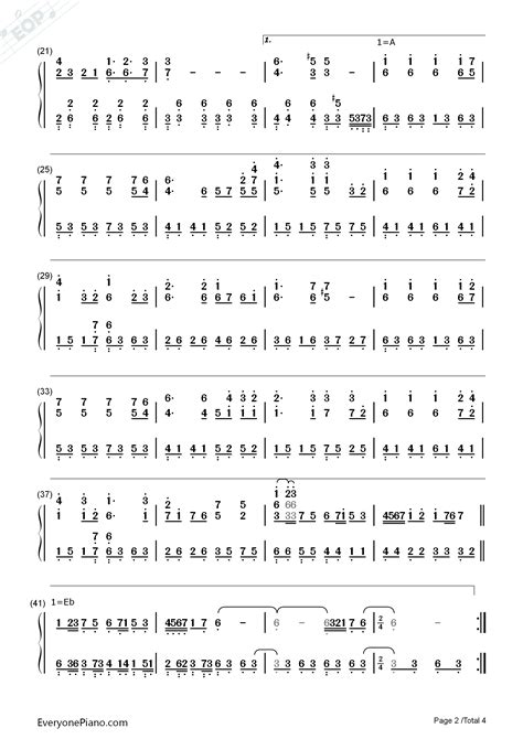 光の旋律-空之音OP双手简谱预览2-钢琴谱文件（五线谱、双手简谱、数字谱、Midi、PDF）免费下载