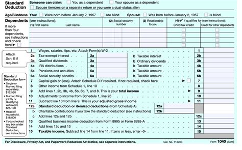 Form 1040 U S Individual Income Tax Return | 2021 Tax Forms 1040 Printable