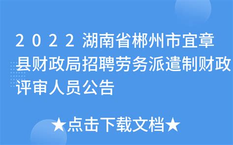 2022湖南省郴州市宜章县财政局招聘劳务派遣制财政评审人员公告