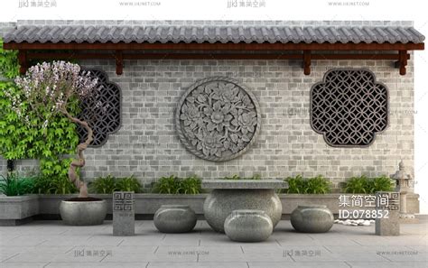 新中式庭院花窗围墙3d模型下载_ID11376835_3dmax免费模型-欧模网