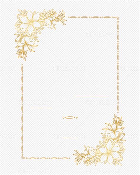 金色手绘花朵边框图片素材免费下载 - 觅知网