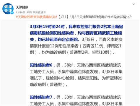 天津3月8日新增12例本土确诊病例_我苏网