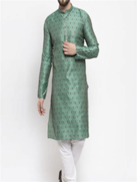 Buy Jompers Men Green & White Printed Kurta With Churidar - Kurta Sets ...