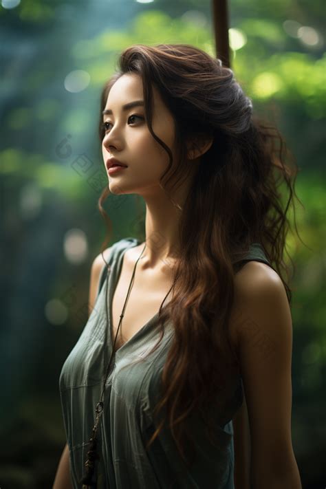 甜美女生森林头像图片
