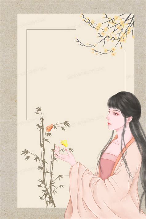 中国风言情小说女主角封面背景背景图片素材免费下载_熊猫办公
