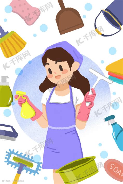 职业清洁人员保洁人员插画图片-千库网