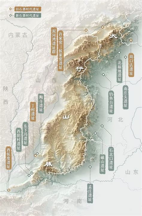太行山周边旧石器时代、新石器时代主要遗址分布示意图_中国地理地图_初高中地理网