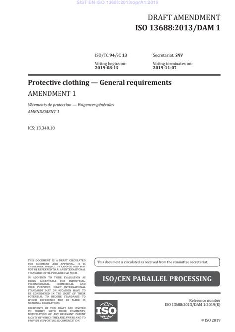 EN ISO 13688:2013/FprA1 - Protective clothing - General requirements ...