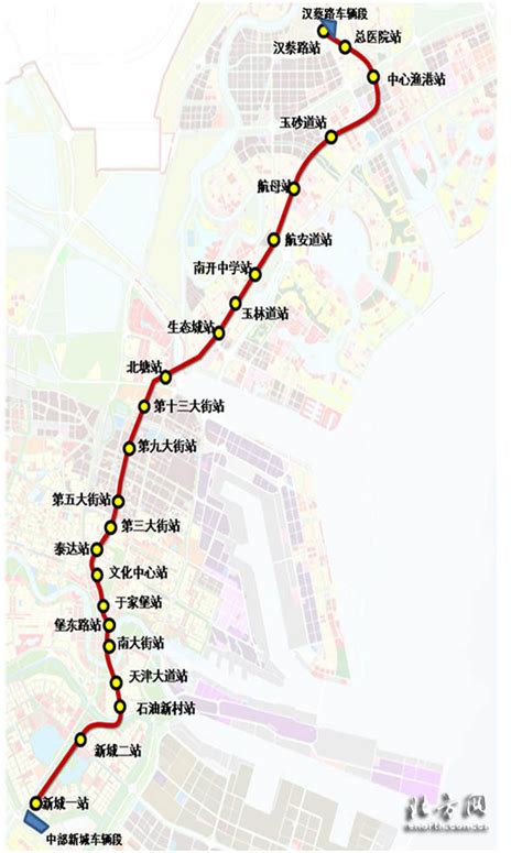 天津滨海新区核心区轨道线网规划图-
