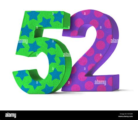 Colorido número de cartón - número 52 Fotografía de stock - Alamy