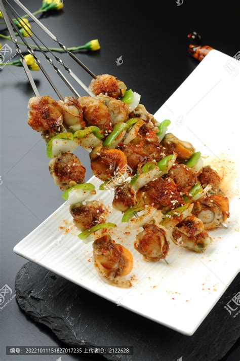 扇贝肉烤串,中国菜系,食品餐饮,摄影素材,汇图网www.huitu.com