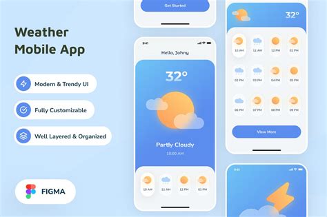 国外天气预报app界面设计-XD素材中文网