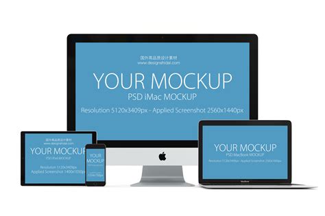 电脑笔记本MAC BOOK展示web网页样机 手机APP展示样机 Mockup of Apple products on white-设计石代