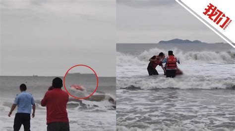 威海警方用机器人救下被海浪卷走男孩：2米高海浪拍向岸边 机器人8分钟成功救援_腾讯视频