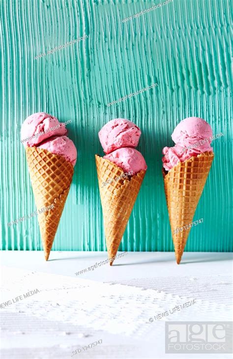 No-churn strawberry and basil ice cream, Stock Photo, Picture And ...