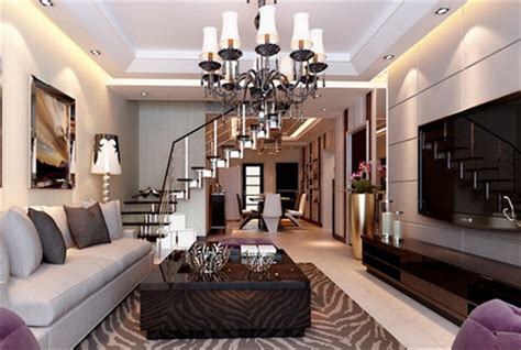 复式楼客厅吊灯装修效果图，让客厅更舒适-中国木业网