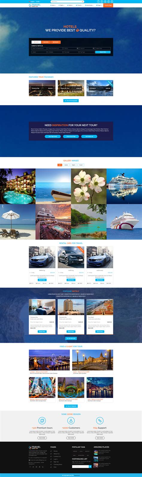 多套蓝色大气旅行社HTML5模板_高端CSS3旅游网站UI界面设计 - Travel Gateway