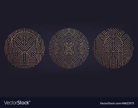 Set of art deco frames adges abstract Royalty Free Vector