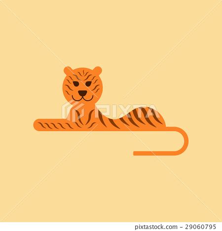 flat icon on background cartoon tiger - Stock Illustration [29060795 ...