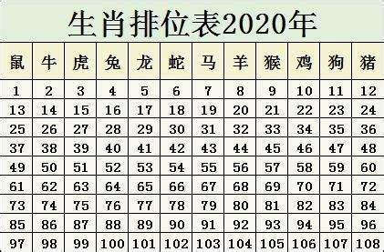 2020年生肖排位表 鼠年号码岁数表 - 第一星座网