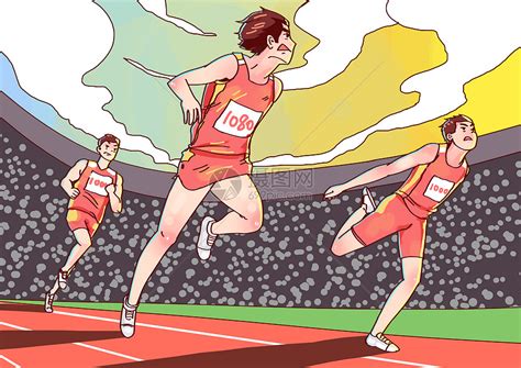 体育比赛百米赛跑插画图片下载-正版图片400472009-摄图网