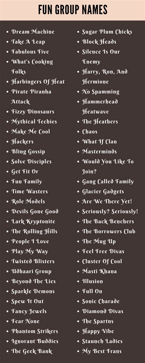 400 Cool Fun Group Names Ideas and Suggestions