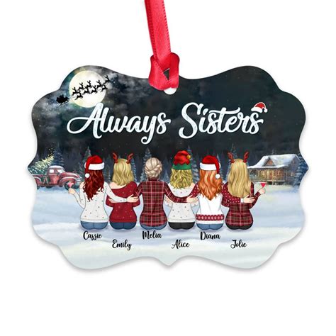 Personalized Ornament - Up to 9 Girls - Always Sisters (8766)