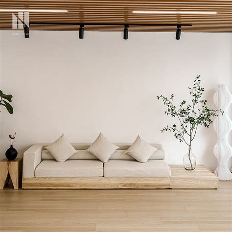 北欧日式原木风沙发客厅简约储物榻榻米小户型侘寂风实木地台沙发-阿里巴巴