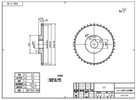 08A 40系列 38齿 链轮图纸下载_工程图纸_CAD图纸 - 制造云 | 工程图纸