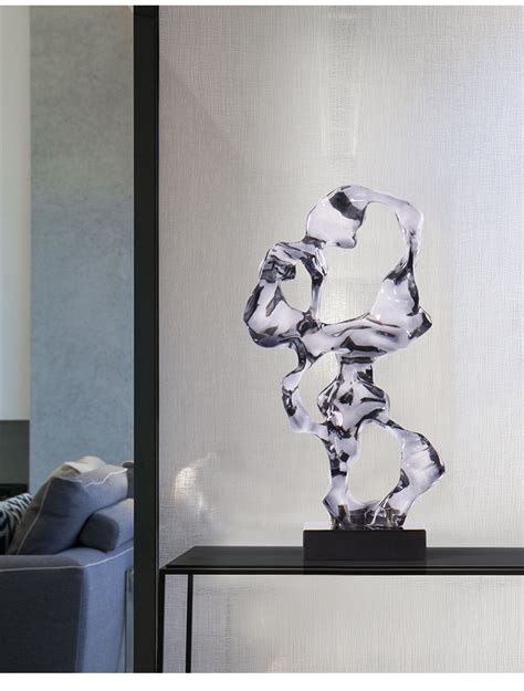 新中式抽象透明大型雕塑现代艺术品客厅酒店大堂创意摆件装饰 ...