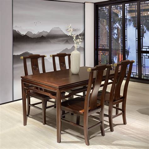 新中式全实木餐桌椅套装HT09004-15_产品图片_南洋迪克国色家具 香河旗舰店