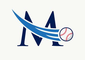 Letter m baseball logo concept with moving Vector Image