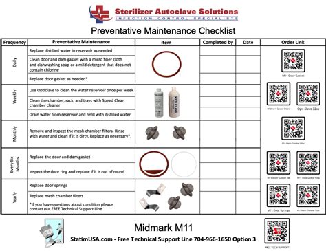 Midmark M11 PM Kit Checklist - Statim USA Autoclave Sales & Repair