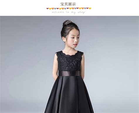 新款黑色大儿童礼服女童钢琴小提琴演出服管弦乐团合唱公主裙冬季-淘宝网