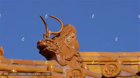 房顶中式古典建筑瑞兽镇宅,历史古迹景区,旅游景点,摄影素材,汇图网www.huitu.com