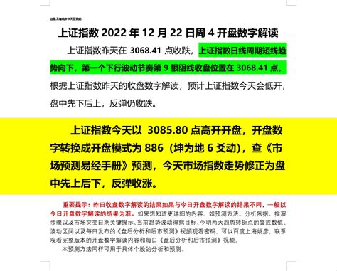上证指数2022年12月22日周4开盘数字解读_上海姚彦_新浪博客
