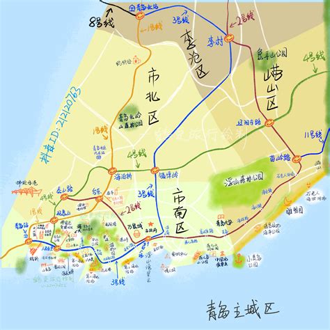 青岛景点分布地图图片