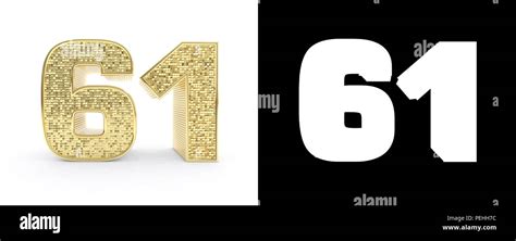 Number 61 Vector Font Alphabet Yellow 61 Number With Black Background ...