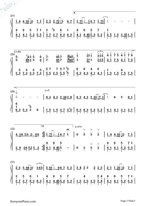 搁浅-周杰伦双手简谱预览2-钢琴谱文件（五线谱、双手简谱、数字谱、Midi、PDF）免费下载
