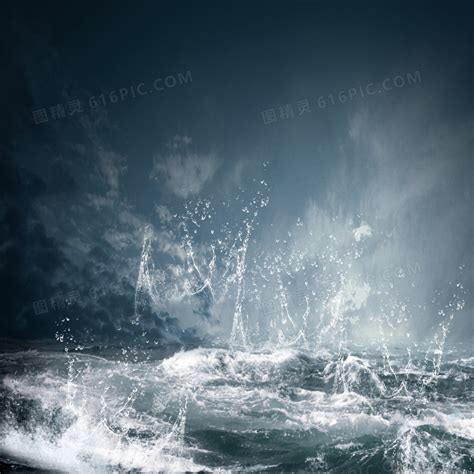 灰色大海海浪素材图片免费下载-千库网