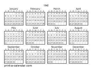 Download 1542 Printable Calendars