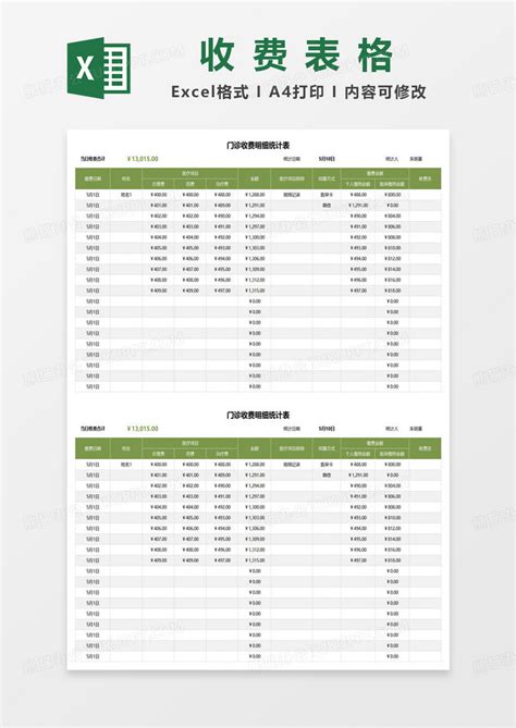 门诊收费明细统计表Excel模板下载_熊猫办公