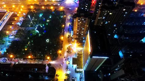 航拍宜州夜景流光溢彩-广西高清图片-中国天气网