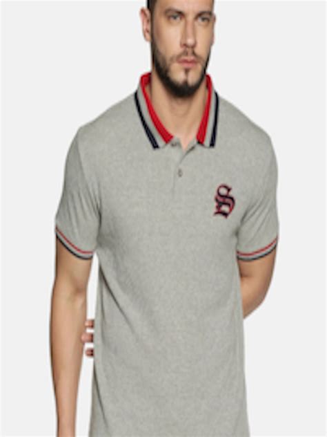 Buy Steenbok Men Grey Melange Polo Collar T Shirt - Tshirts for Men ...
